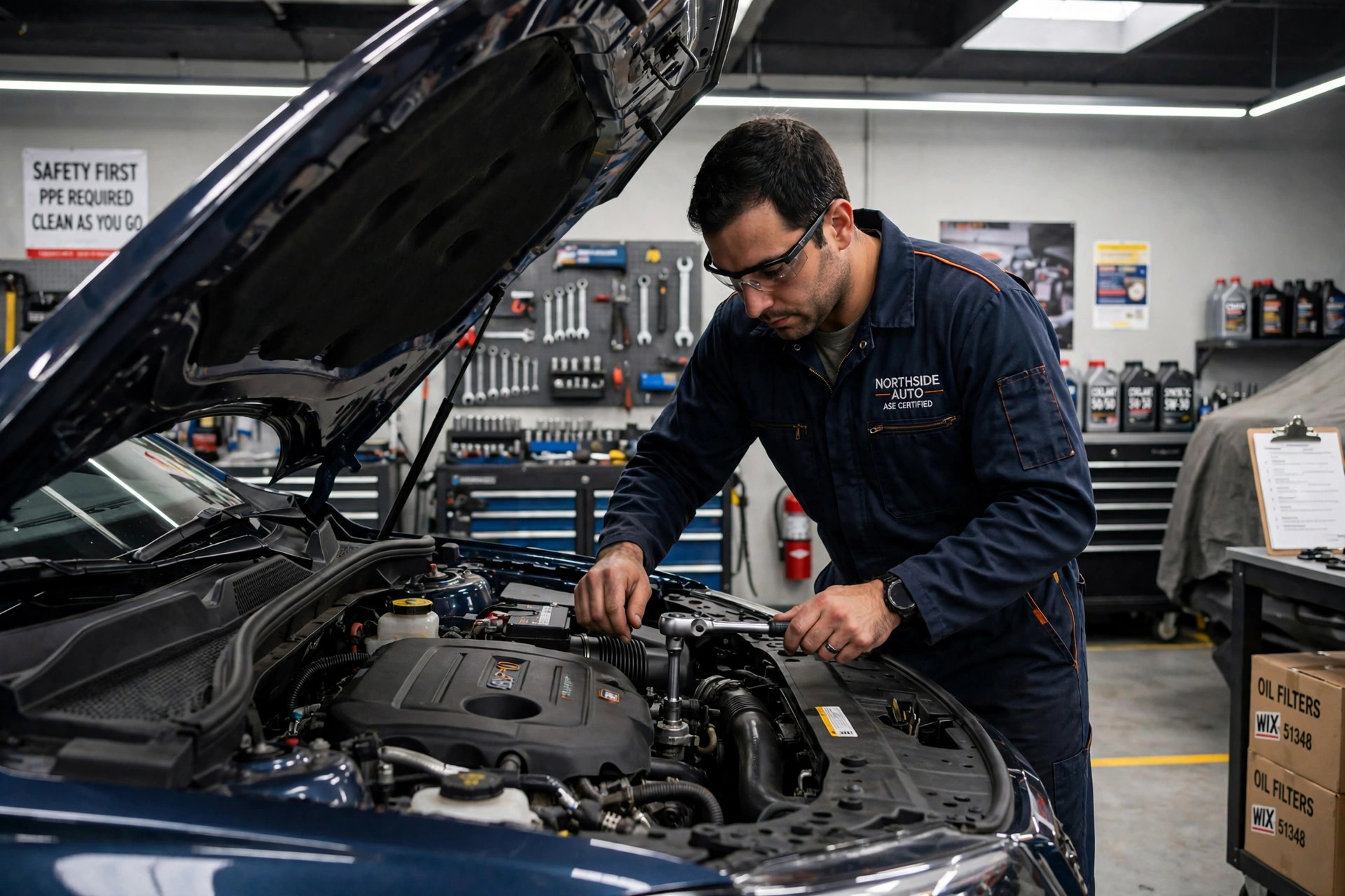 Mechanic working in an auto repair shop